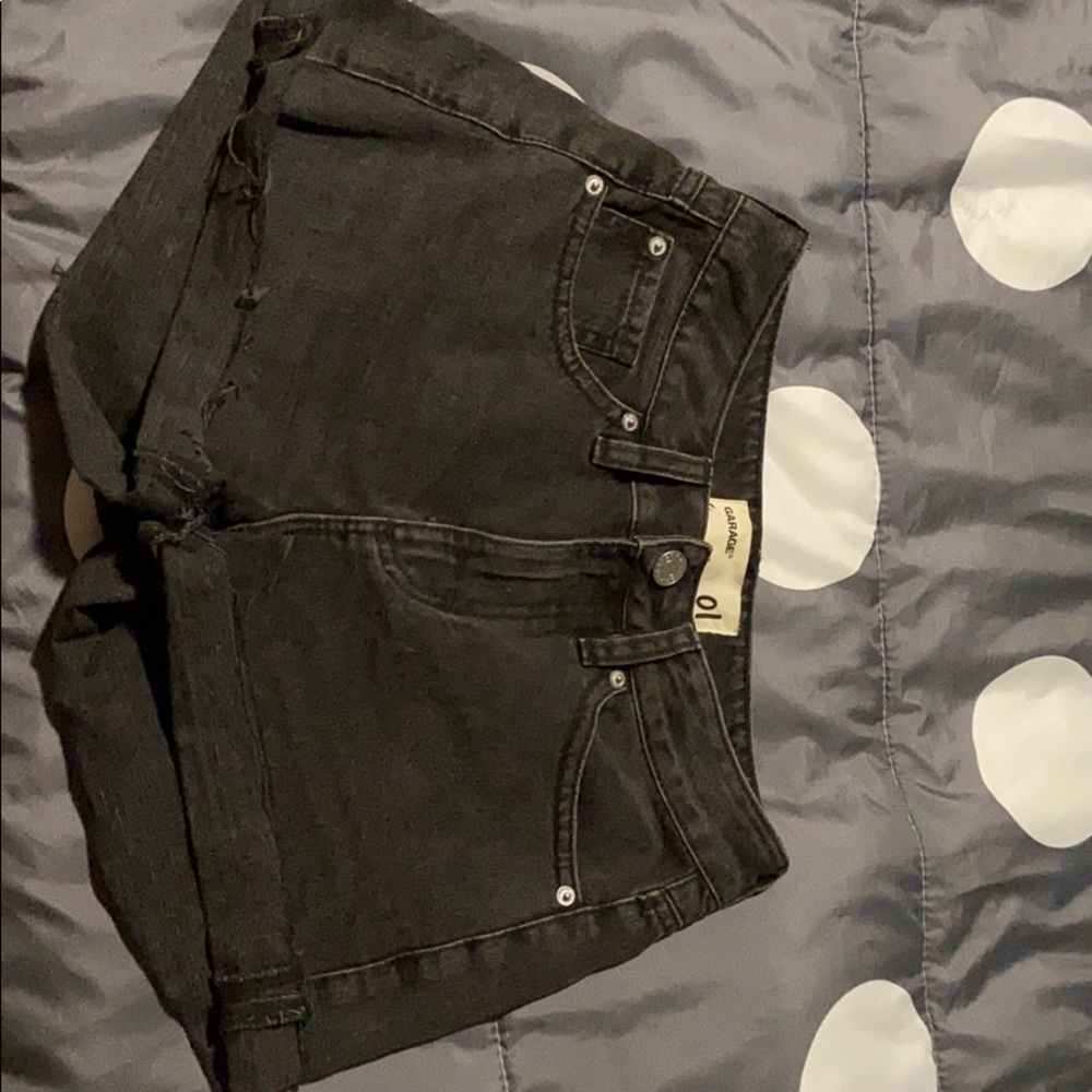 black jean shorts
